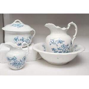 Warranted England Antique 1940s 5pc Pitcher/ Basin Wash Set Super Rare Find